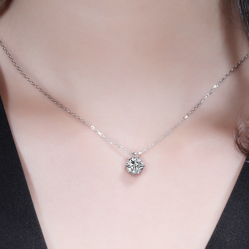Classic Round Moissanite Pendant Necklace OUESTBEAUTY