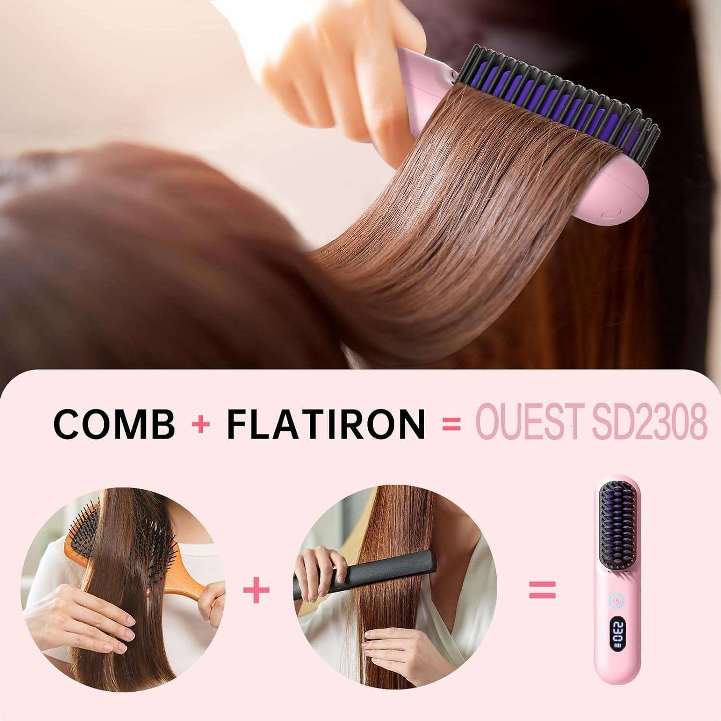 hair straightening brush-OuestBeauty