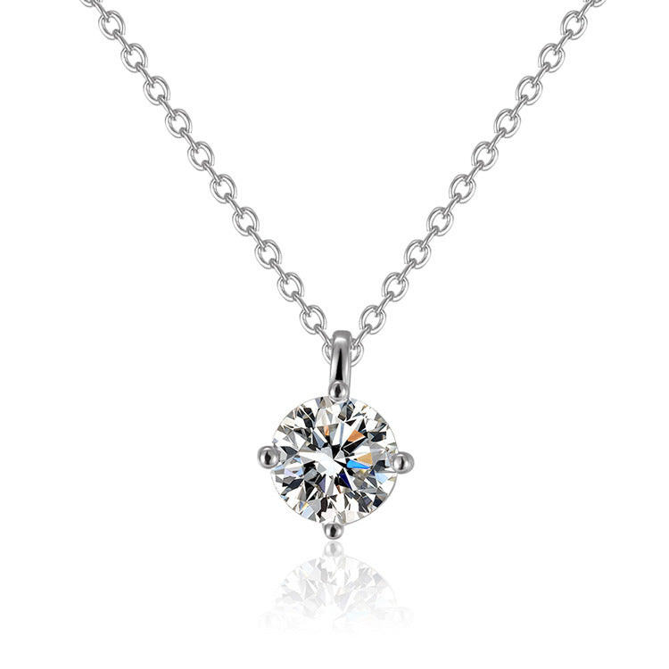 Classic Round Moissanite Pendant Necklace OUESTBEAUTY