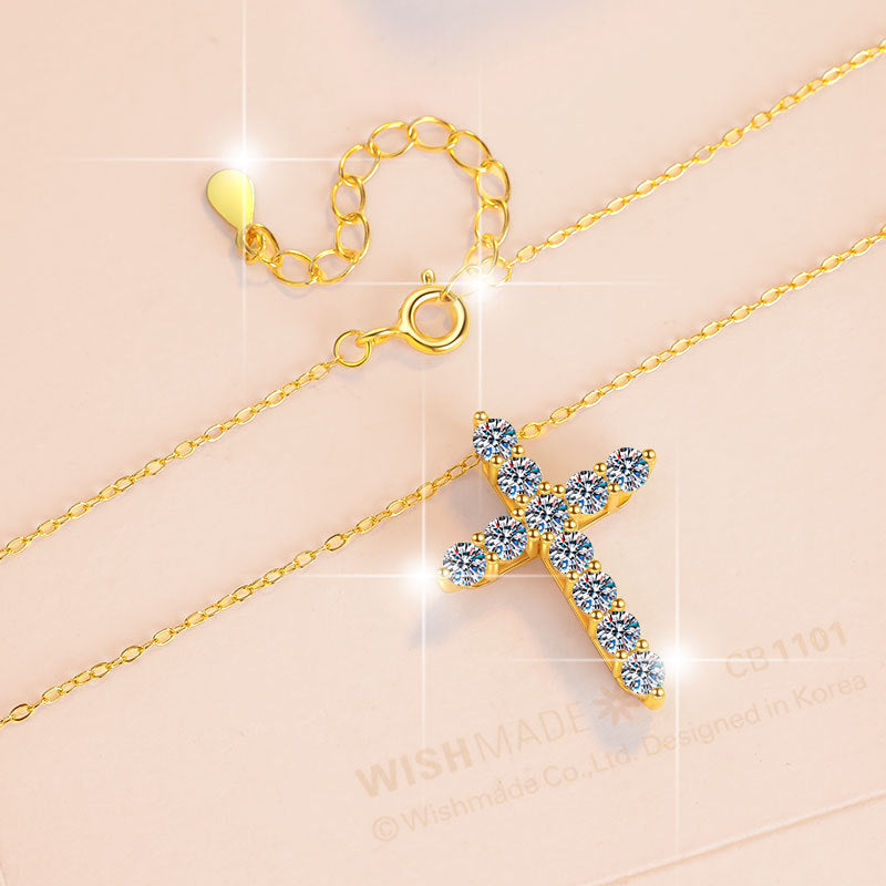 Moissanite Cross Necklace | Cross Pendant Necklace OUESTBEAUTY