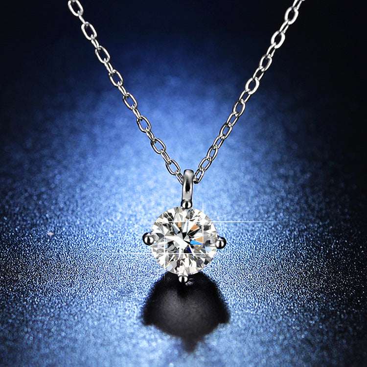 Classic Round Moissanite Pendant Necklace OUESTBEAUTY