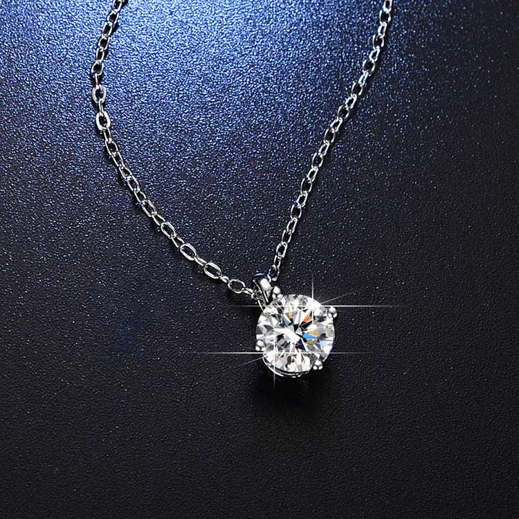 Classic Round Moissanite Pendant Necklace OUESTBEAUTY