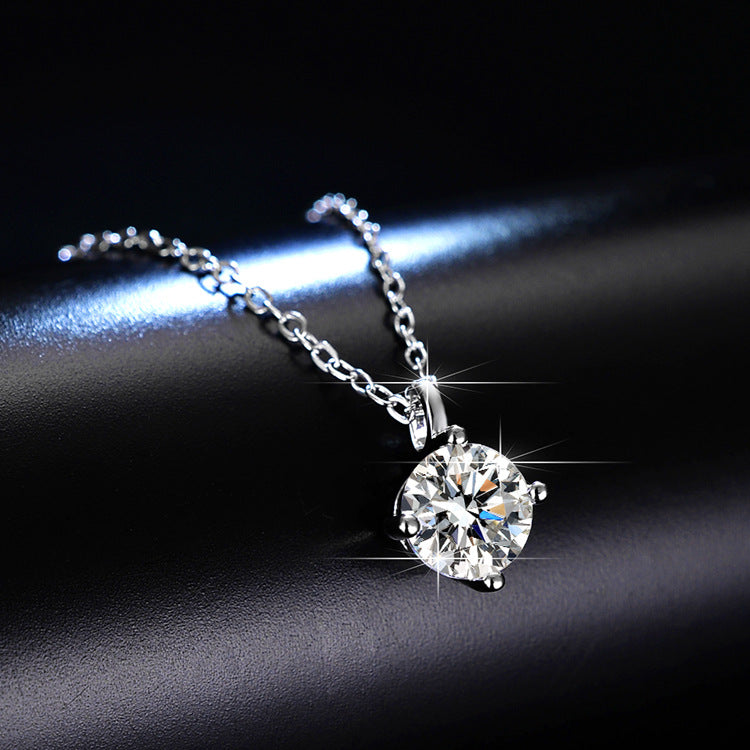 Classic Round Moissanite Pendant Necklace OUESTBEAUTY