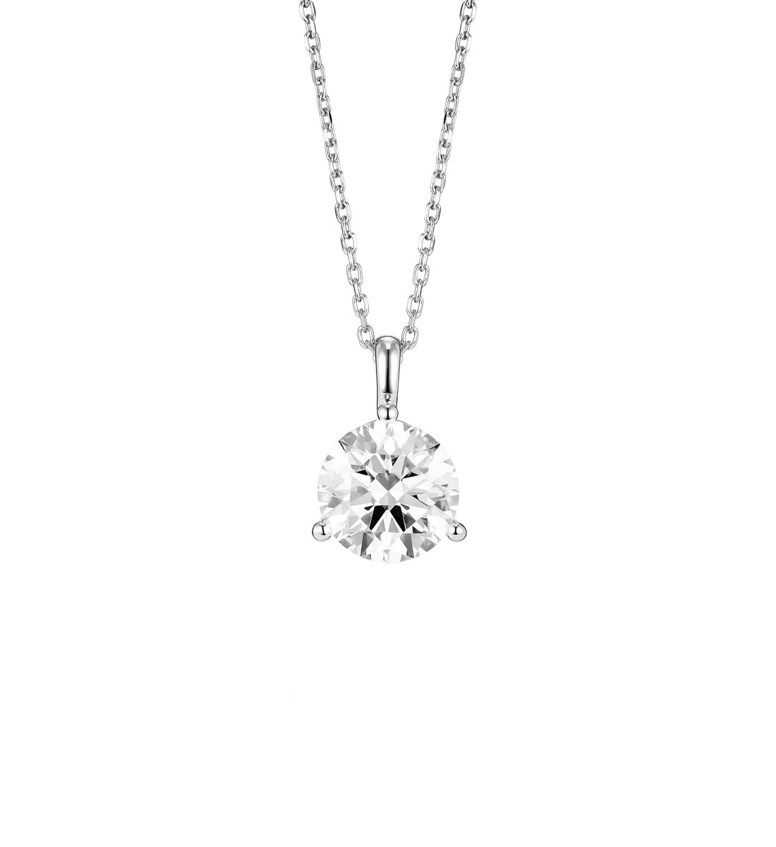 The Round Brilliant Solitaire Bale Diamond Pendant Necklace OUESTBEAUTY