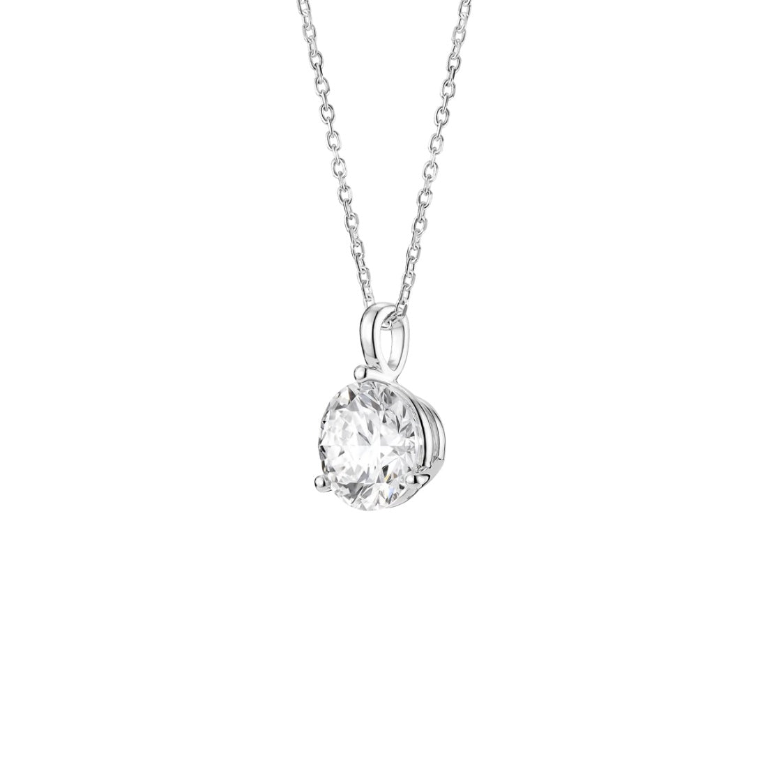 The Round Brilliant Solitaire Bale Diamond Pendant Necklace OUESTBEAUTY