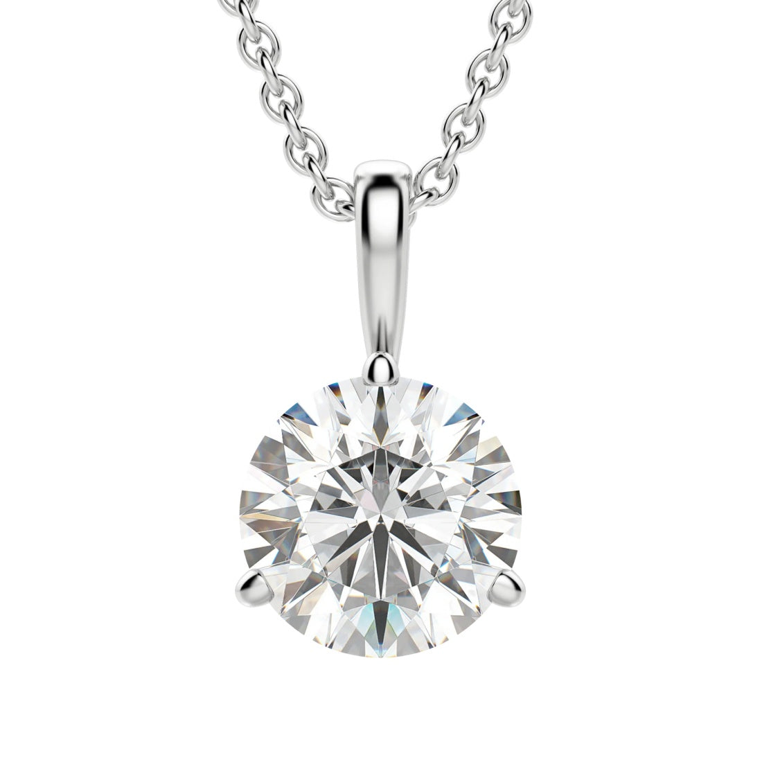 The Round Brilliant Solitaire Bale Diamond Pendant Necklace OUESTBEAUTY