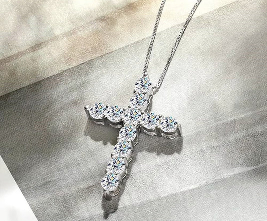 Moissanite-Cross-Necklace-OuestBeauty OUESTBEAUTY