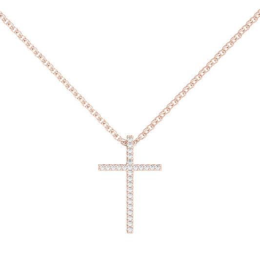 Diamond Cross Pendant in 10K Rose Gold (1/10 ct. tw.)