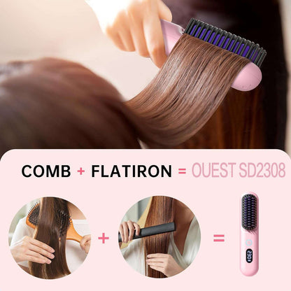hair straightening brush-OuestBeauty