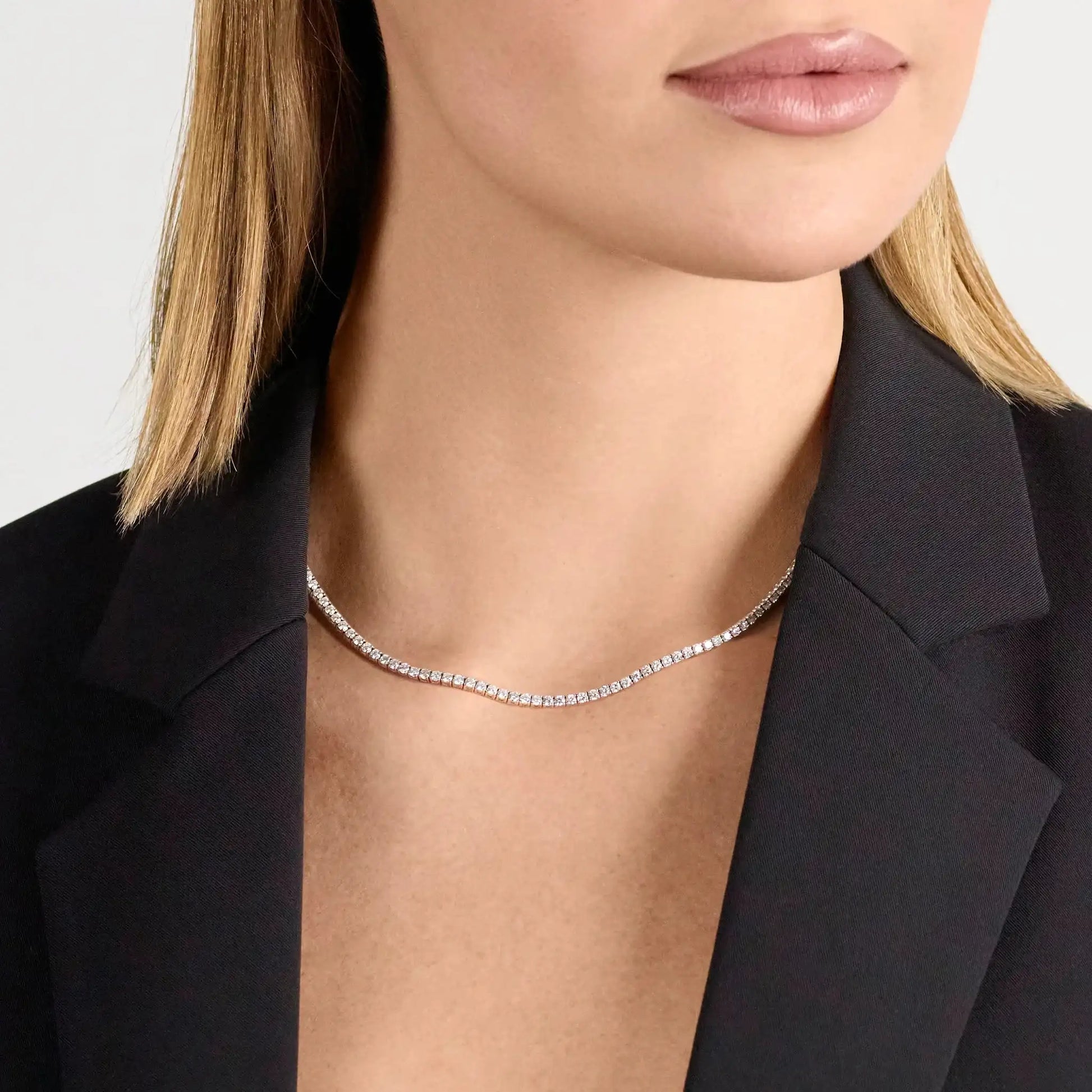 Classic Diamond Tennis Necklace In 10K Gold OUESTBEAUTY