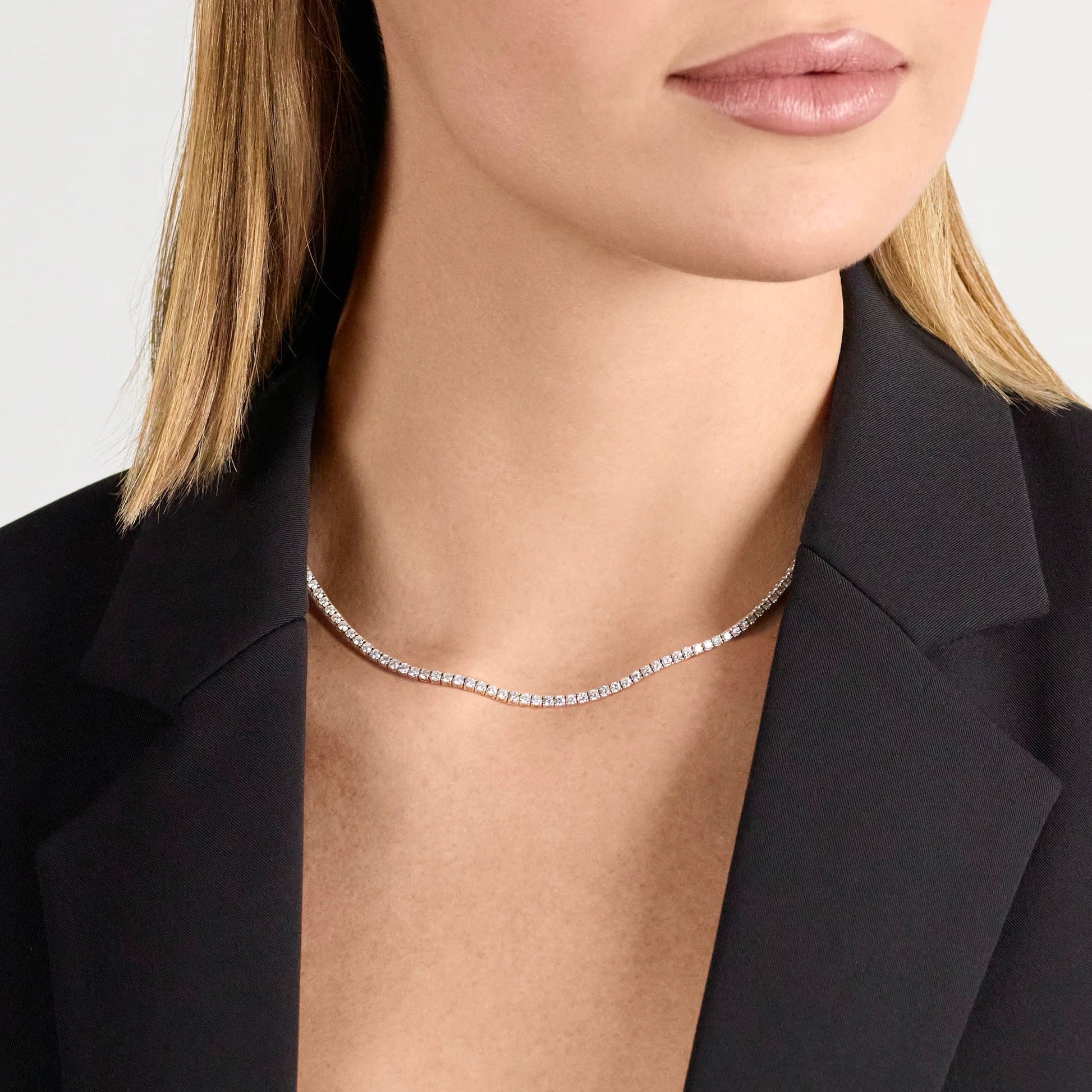 Classic Diamond Tennis Necklace In 10K Gold OUESTBEAUTY
