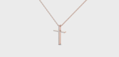 Diamond Cross Pendant in 10K Rose Gold (1/10 ct. tw.)